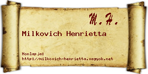 Milkovich Henrietta névjegykártya