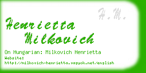 henrietta milkovich business card